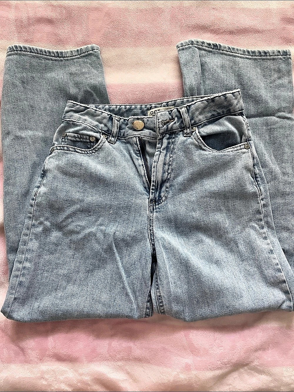 OAT New York Cloud Luxe Denim High Rise Wide Leg Jeans Waist 0/25 Blue